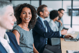 A team of marketing strategists collaborating around a table.